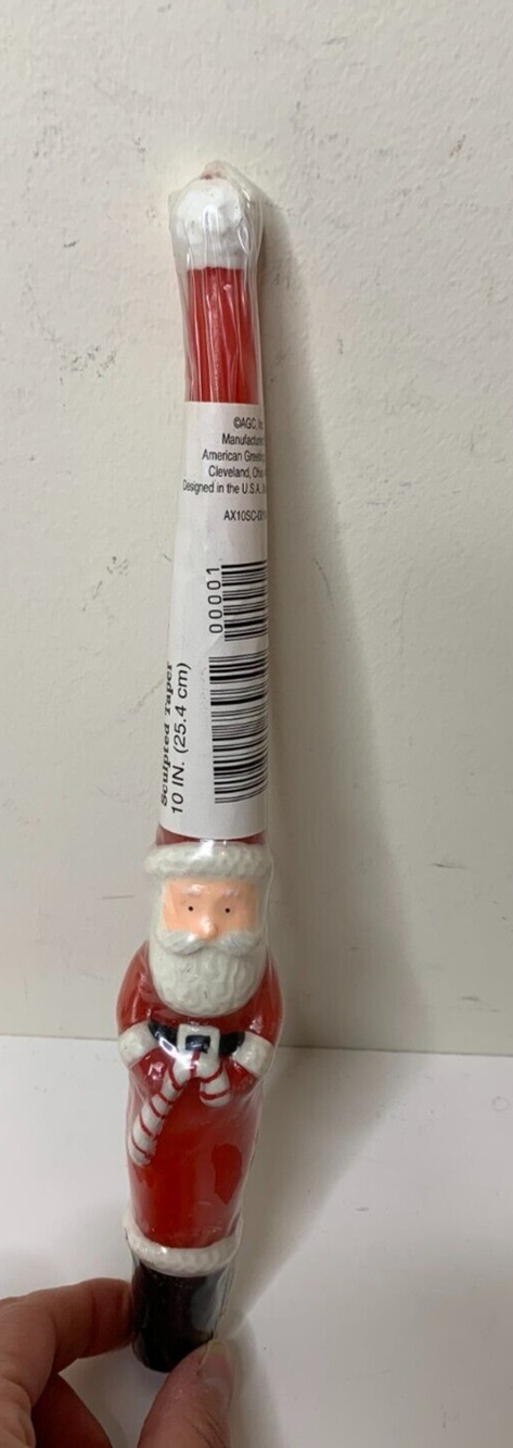 American Greetings Santa Claus 10 Inch Candle Sculpt Taper Red Christmas Vintage